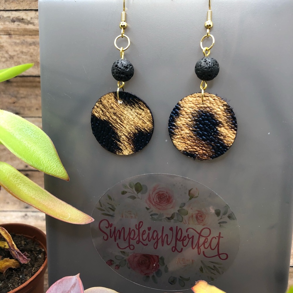 🖤 Lava Bead Faux Leather Earrings 🖤